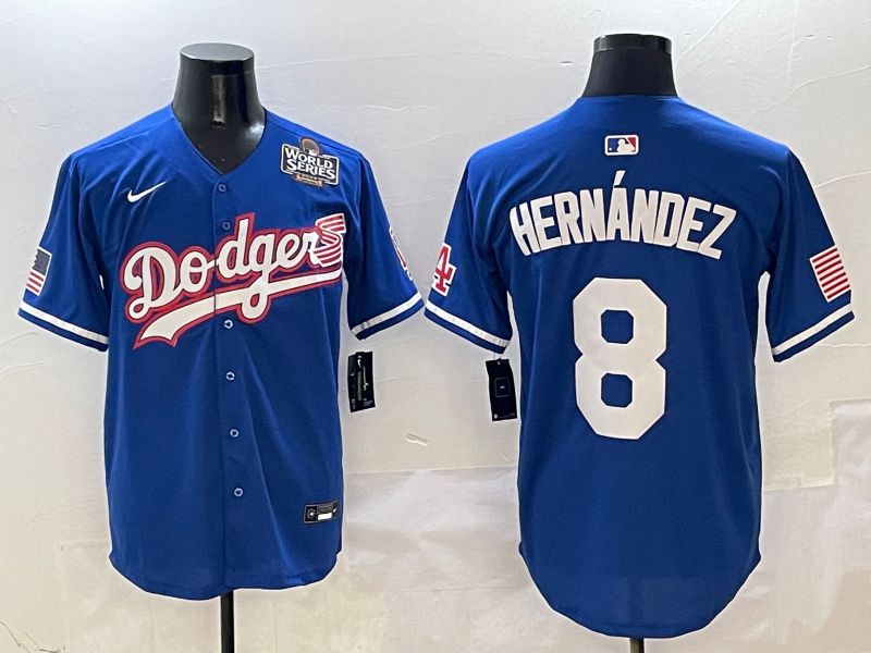 Men Los Angeles Dodgers #8 Hernandez Blue Second generation Joint Name Nike 2025 MLB Jersey style 6->los angeles dodgers->MLB Jersey